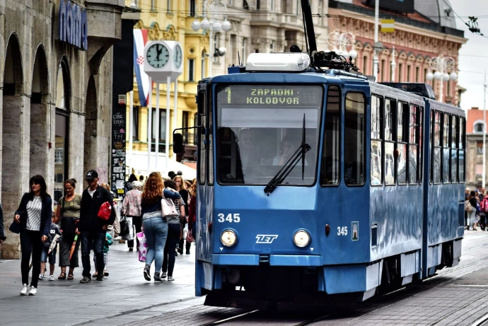 Zagreb blue tram